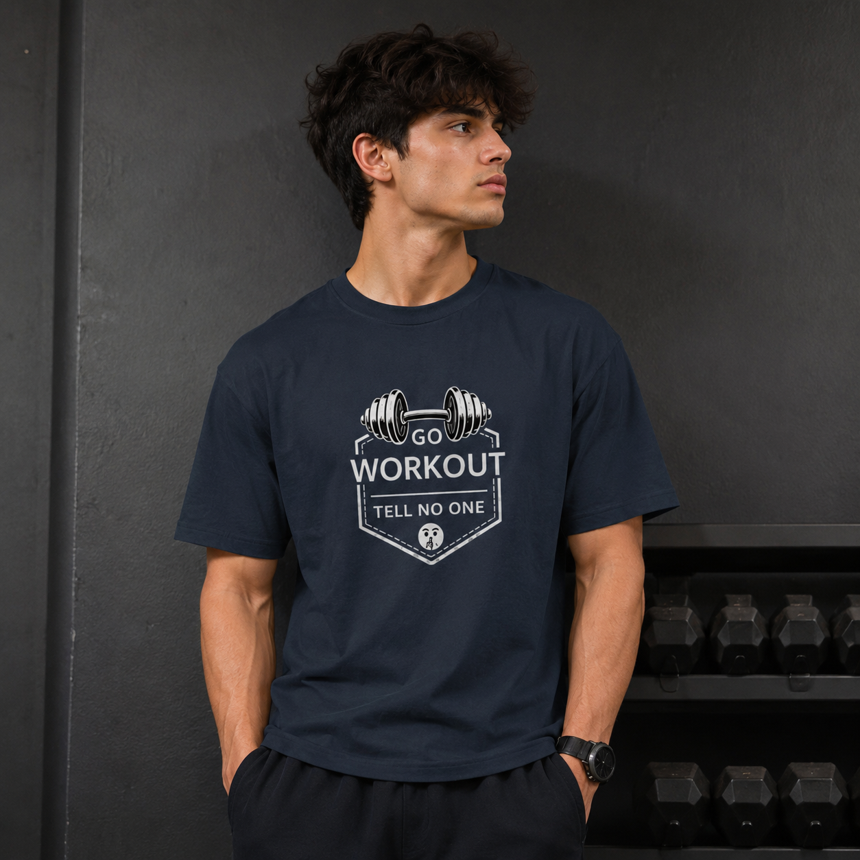 Go Workout, Tell No One – Unisex Oversized Gym T-Shirt