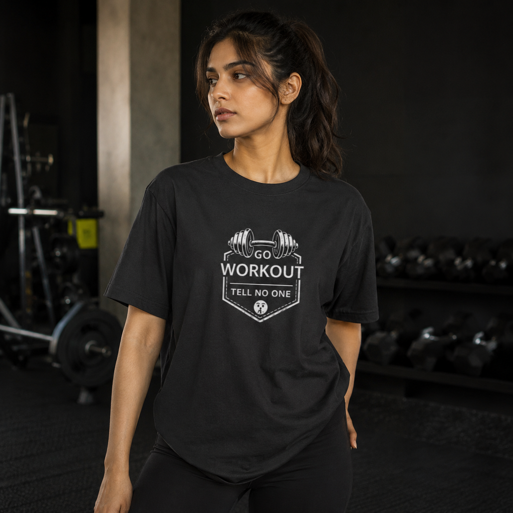 Go Workout, Tell No One – Unisex Oversized Gym T-Shirt