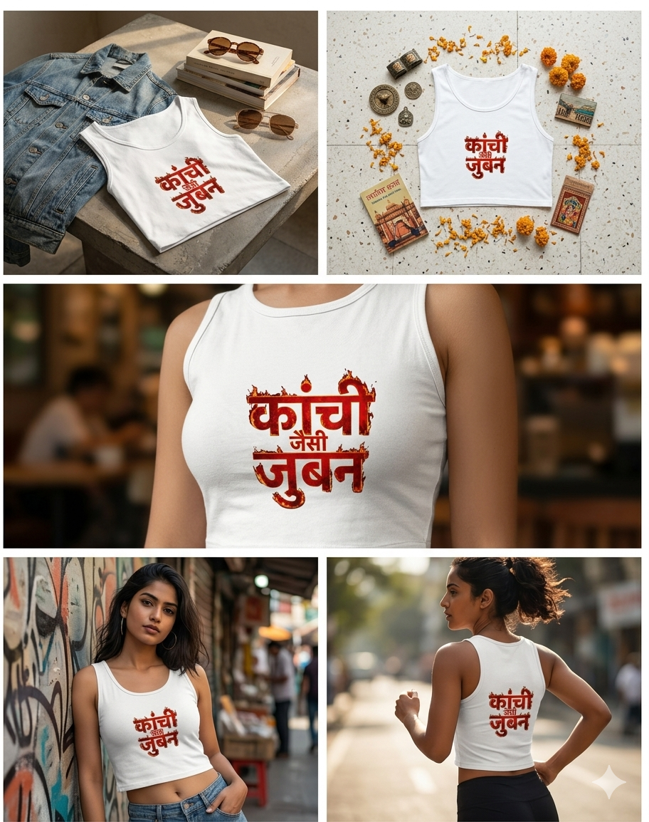 "Kaanchi Jaisi Zubaan" Sassy Crop Tank Top – Bold White