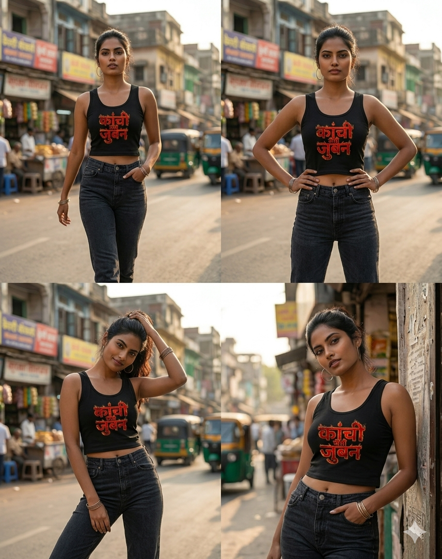 "Kaanchi Jaisi Zubaan" – Bold Black Sassy Crop Tank Top